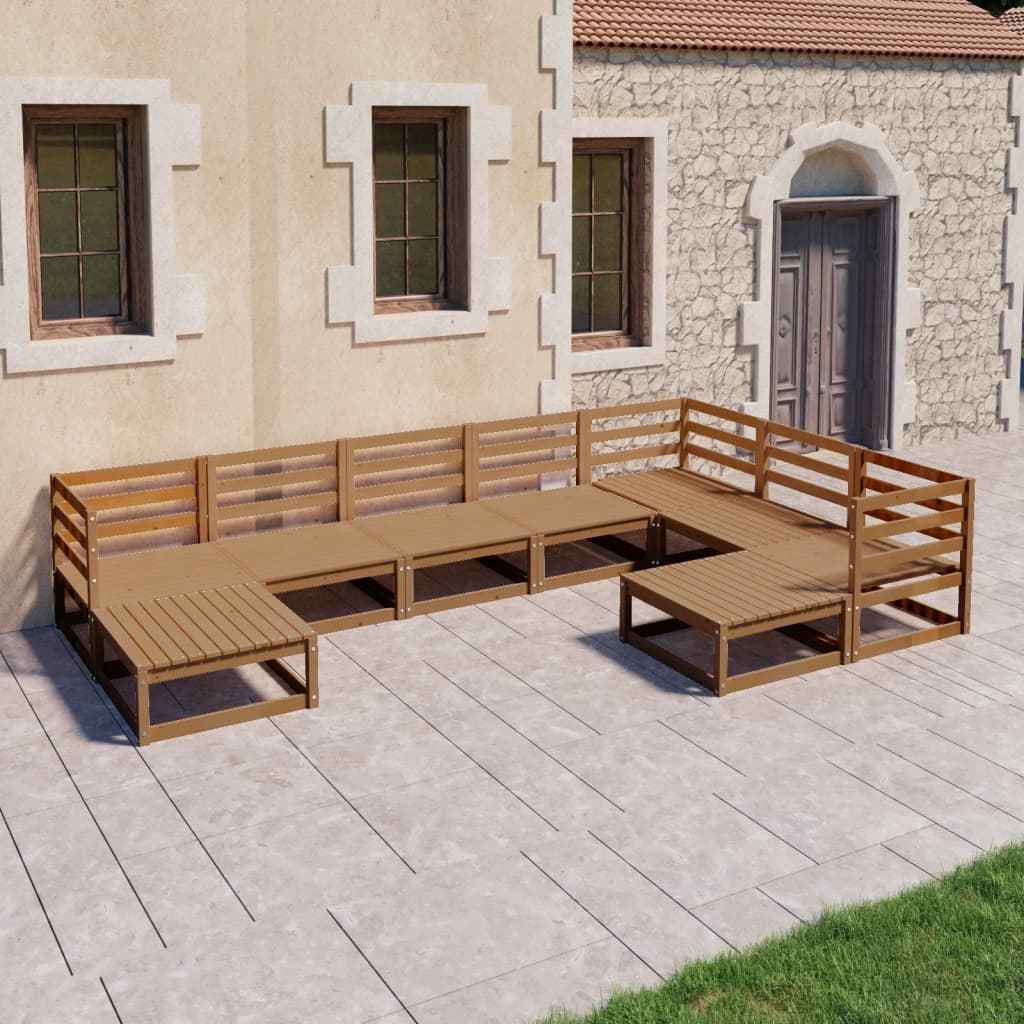 vidaXL 9 pcs conjunto lounge de jardim pinho maciço