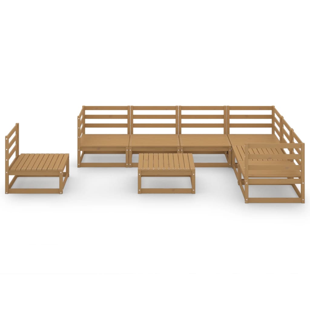 vidaXL 8 pcs conjunto lounge de jardim pinho sólido castanho mel