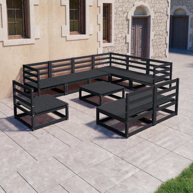vidaXL 10 pcs conjunto lounge de jardim pinho sólido castanho mel