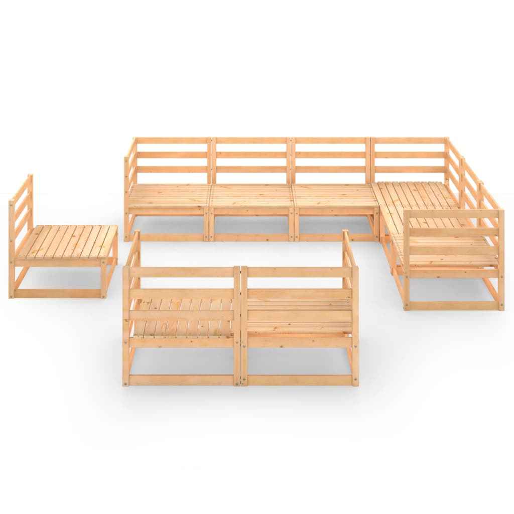 vidaXL 9 pcs conjunto lounge de jardim pinho maciço