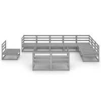 vidaXL 10 pcs conjunto lounge de jardim pinho sólido cinzento