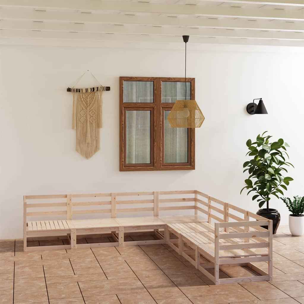 vidaXL 7 pcs conjunto lounge de jardim pinho maciço