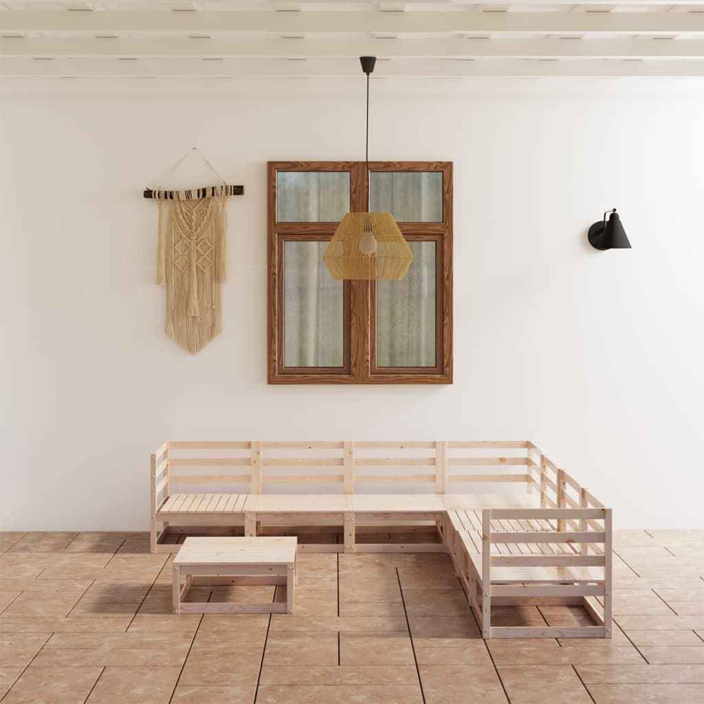 vidaXL 8 pcs conjunto lounge de jardim pinho maciço