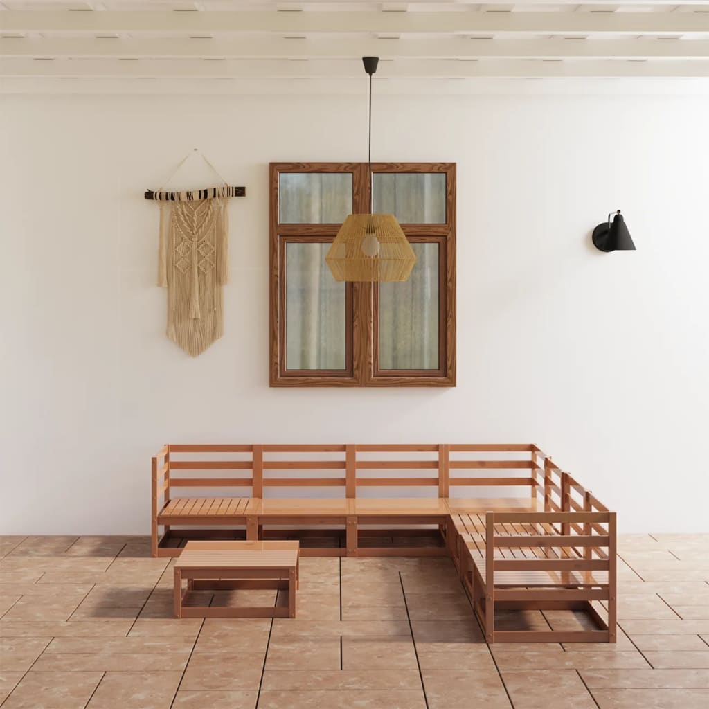 vidaXL 8 pcs conjunto lounge de jardim pinho maciço