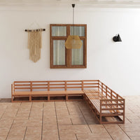 vidaXL 9 pcs conjunto lounge de jardim pinho sólido cinzento