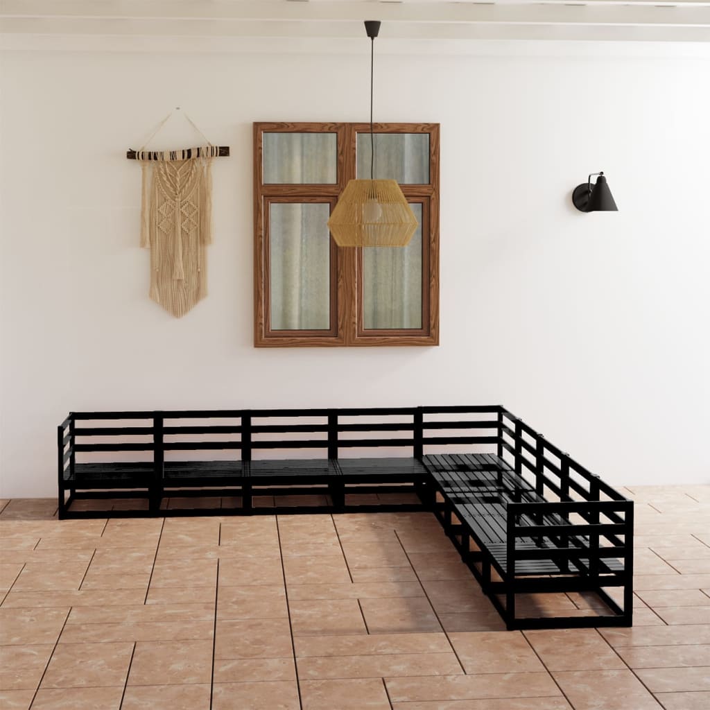 vidaXL 9 pcs conjunto lounge de jardim pinho sólido cinzento