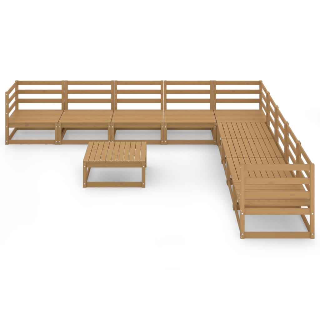 vidaXL 10 pcs conjunto lounge de jardim pinho sólido castanho mel