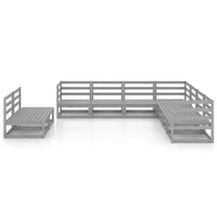 vidaXL 9 pcs conjunto lounge de jardim pinho sólido cinzento