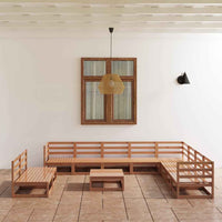 vidaXL 11 pcs conjunto lounge de jardim pinho sólido castanho mel