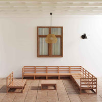 vidaXL 12 pcs conjunto lounge de jardim pinho sólido castanho mel