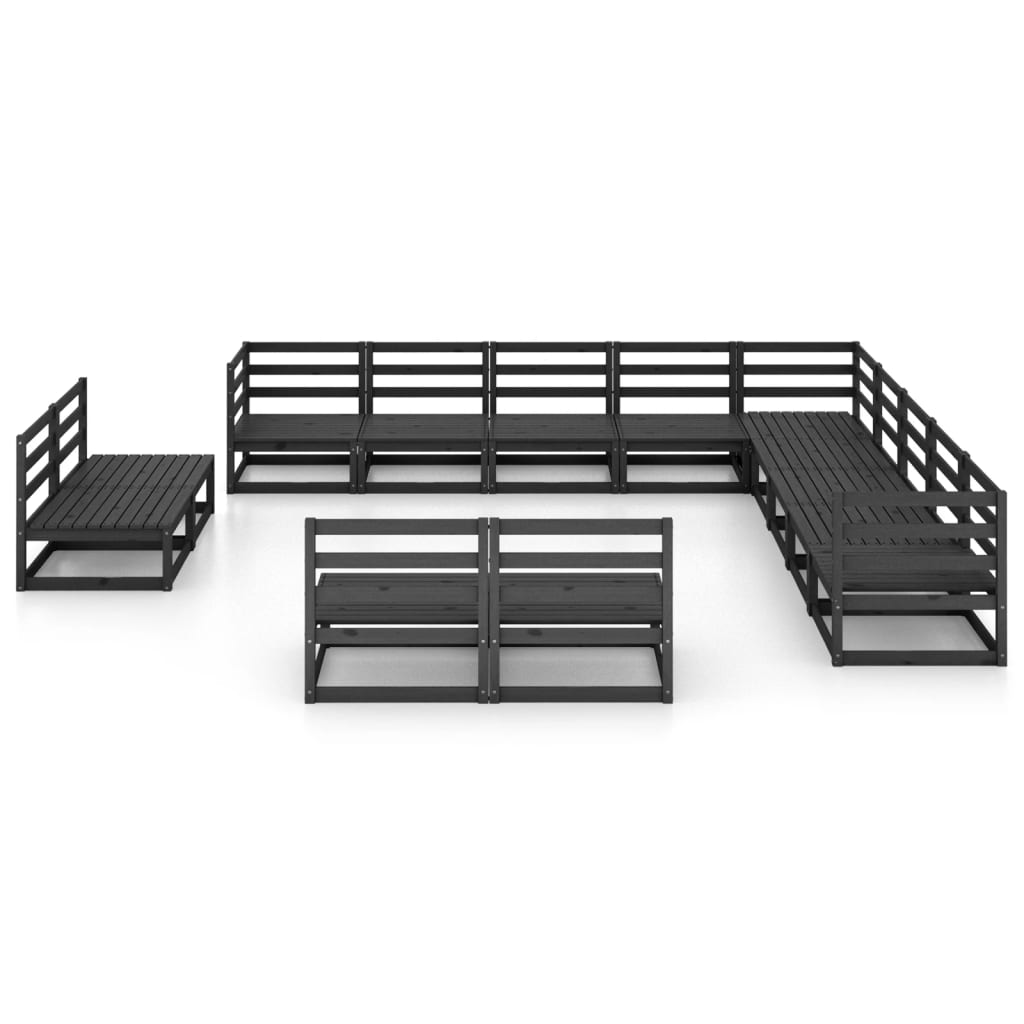 vidaXL 13 pcs conjunto lounge de jardim pinho maciço preto