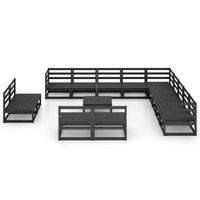 vidaXL 14 pcs conjunto lounge de jardim pinho maciço preto