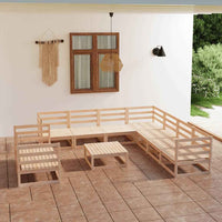 vidaXL 10 pcs conjunto lounge de jardim pinho maciço