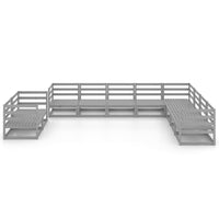 vidaXL 10 pcs conjunto lounge de jardim pinho maciço cinzento