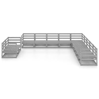 vidaXL 11 pcs conjunto lounge de jardim pinho maciço cinzento