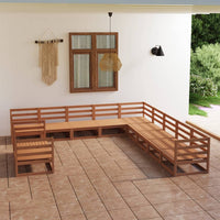 vidaXL 11 pcs conjunto lounge de jardim pinho maciço cinzento
