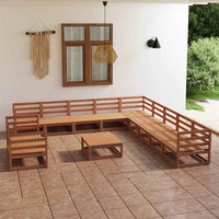 vidaXL 12 pcs conjunto lounge de jardim pinho maciço castanho mel