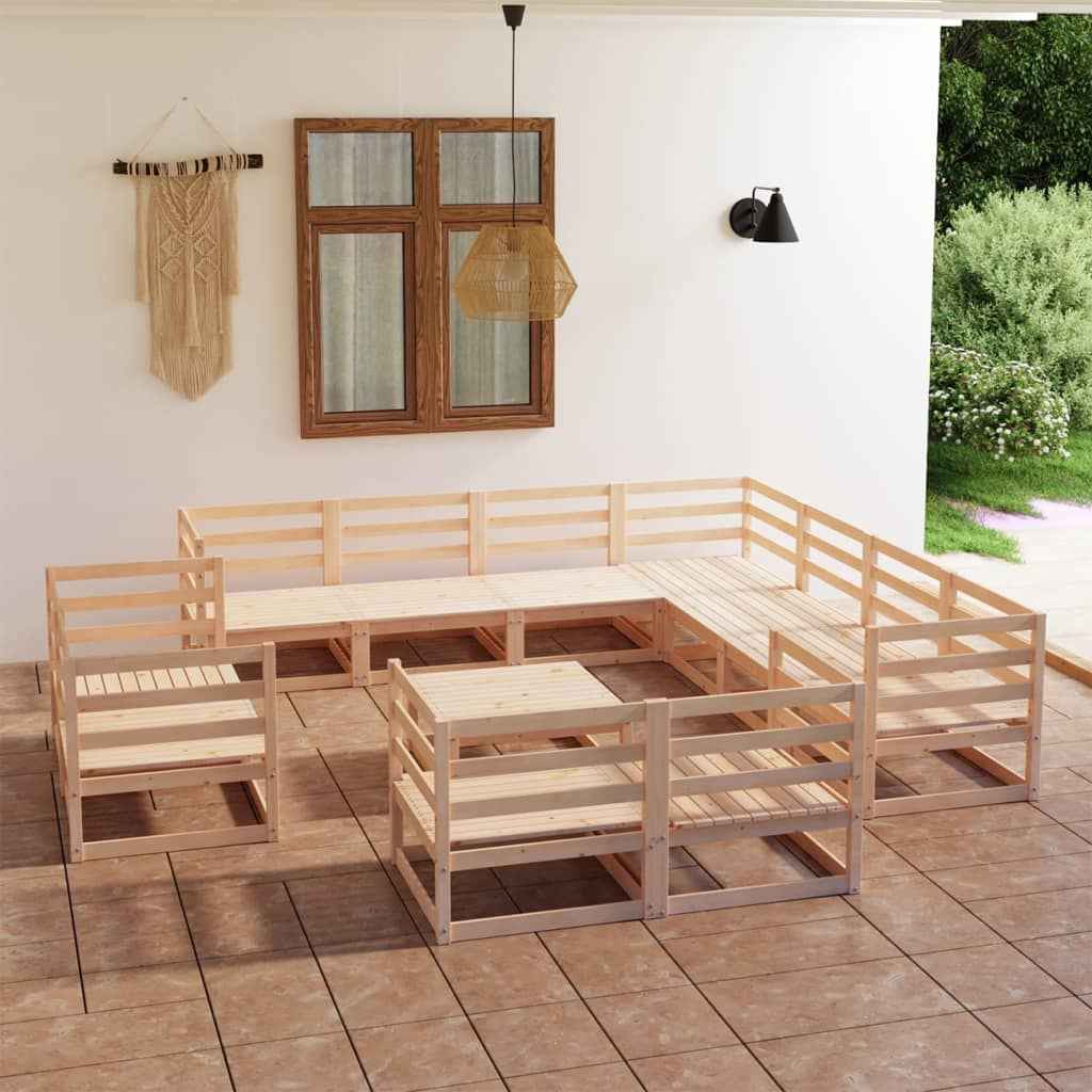 vidaXL 12 pcs conjunto lounge de jardim pinho maciço