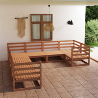vidaXL 8 pcs conjunto lounge de jardim pinho maciço