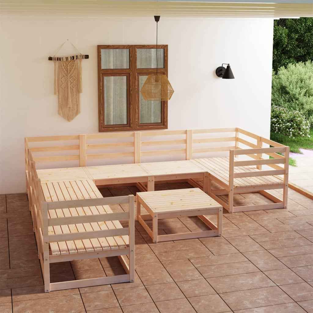 vidaXL 9 pcs conjunto lounge de jardim pinho maciço