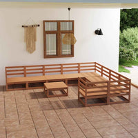 vidaXL 10 pcs conjunto lounge de jardim pinho maciço