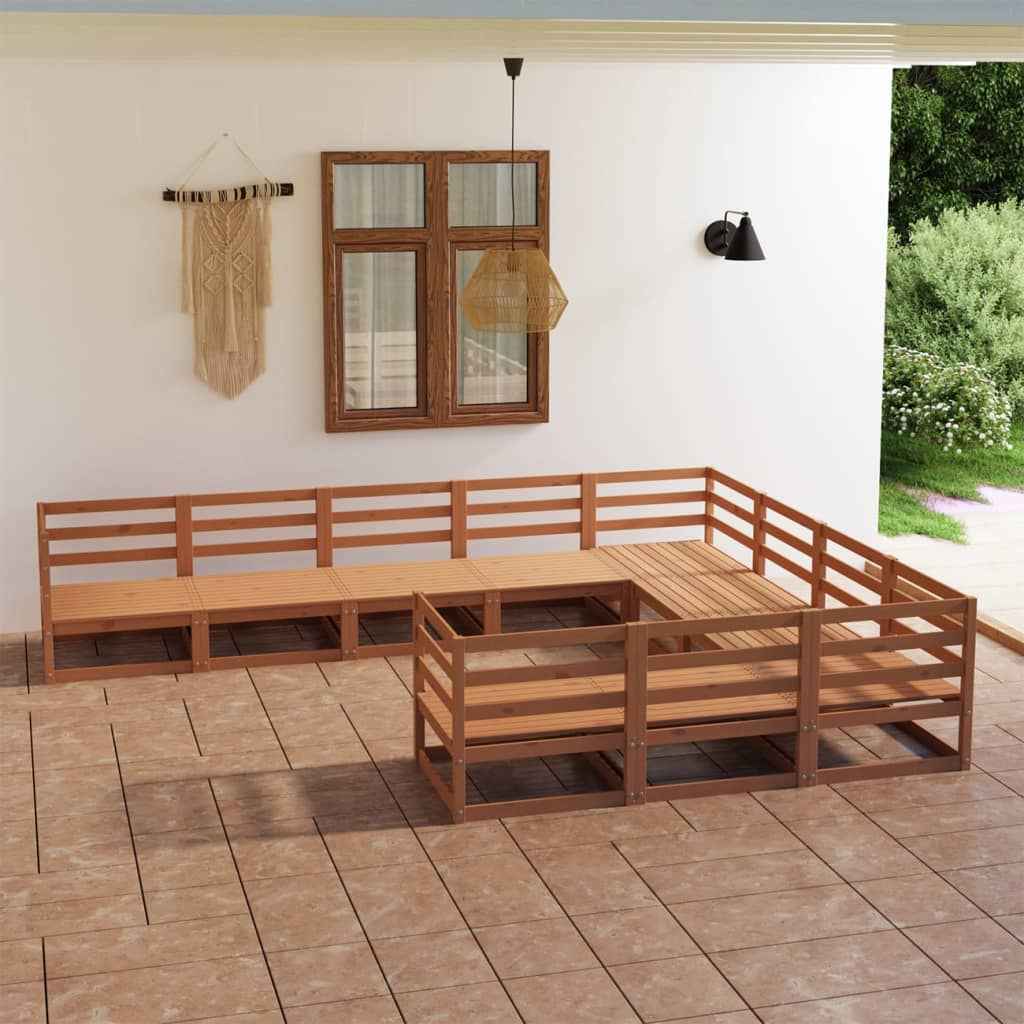 vidaXL 10 pcs conjunto lounge de jardim pinho maciço