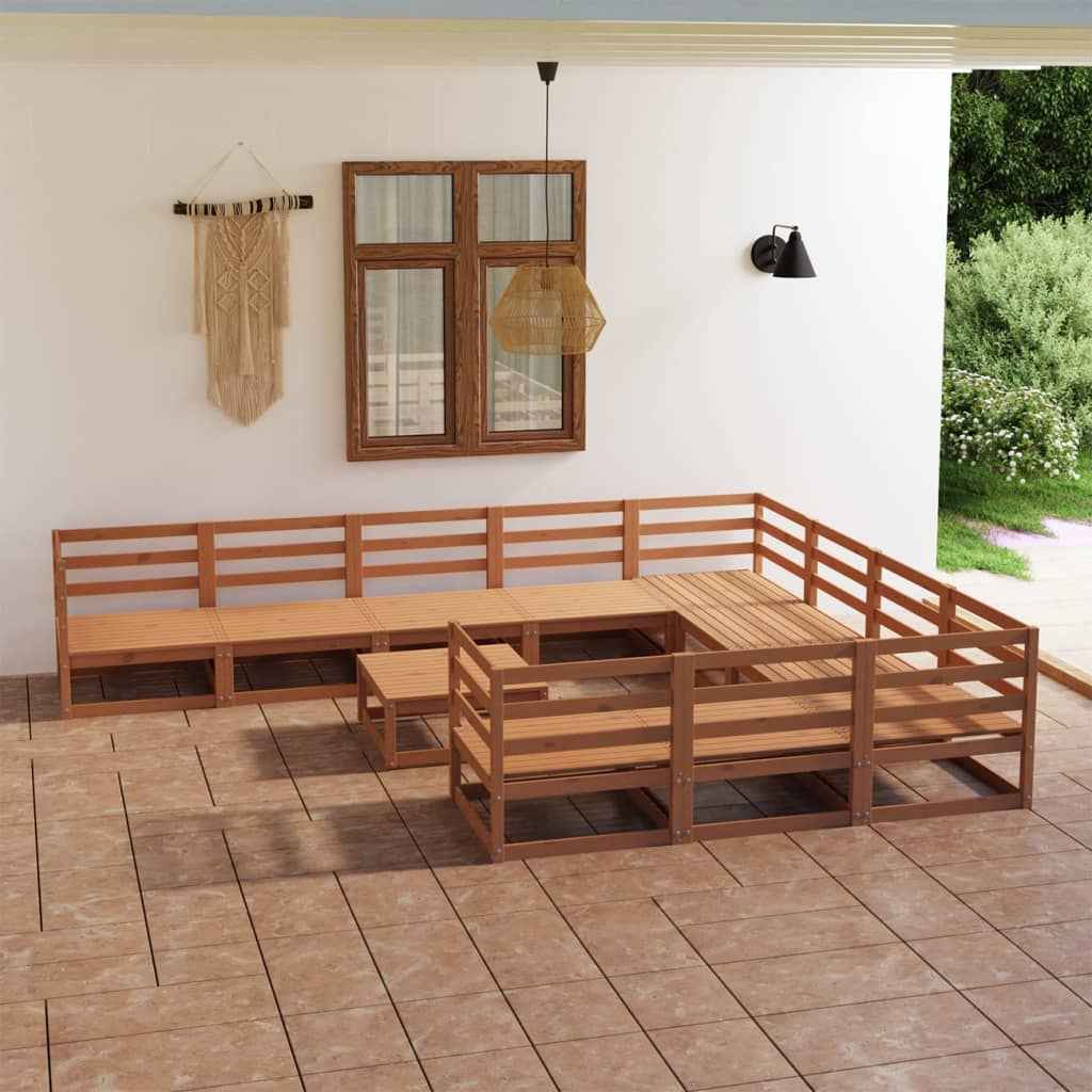 vidaXL 11 pcs conjunto lounge de jardim pinho maciço