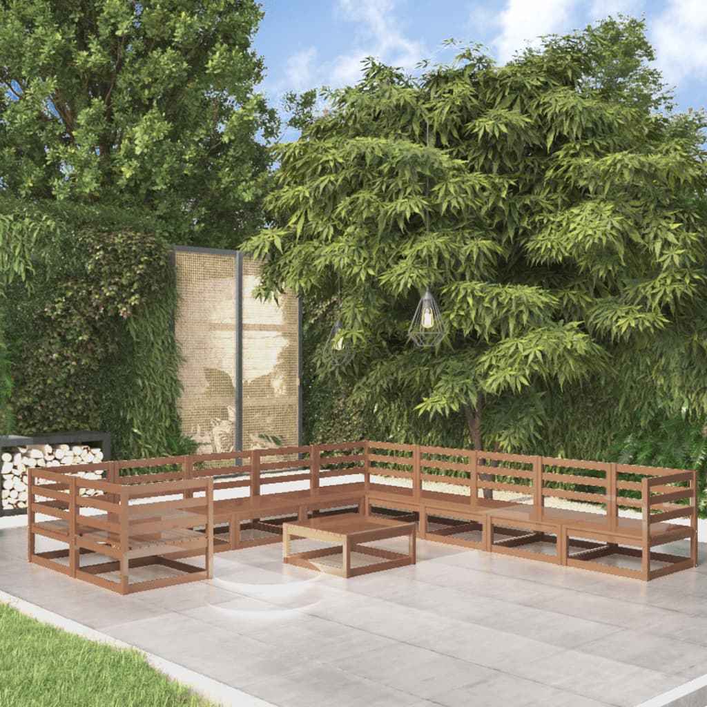 vidaXL 11 pcs conjunto lounge de jardim pinho maciço
