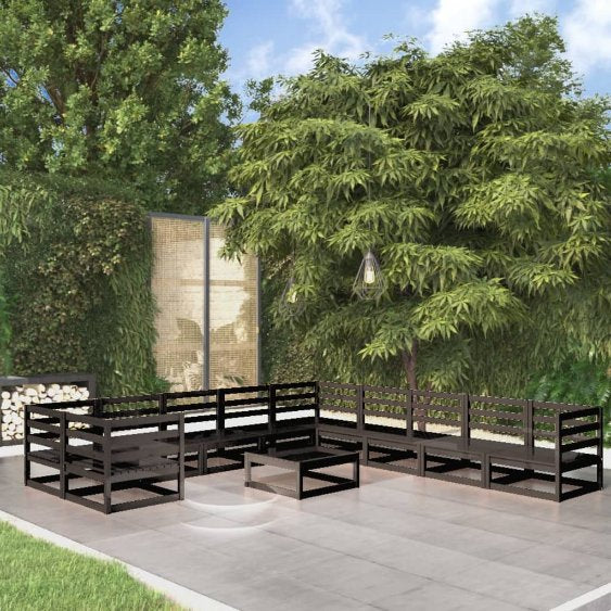 vidaXL 11 pcs conjunto lounge de jardim c/ almofadões pinho maciço