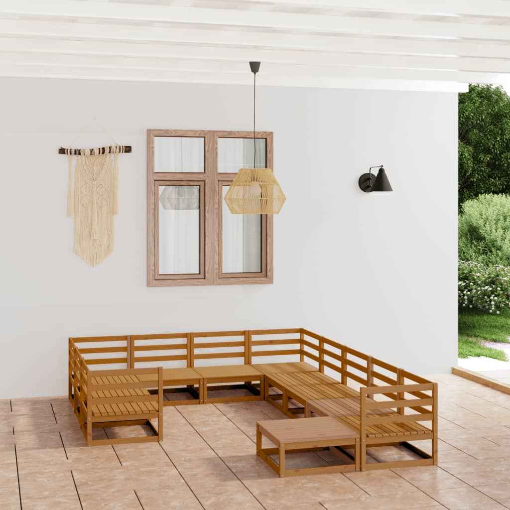 vidaXL 11 pcs conjunto lounge de jardim pinho maciço