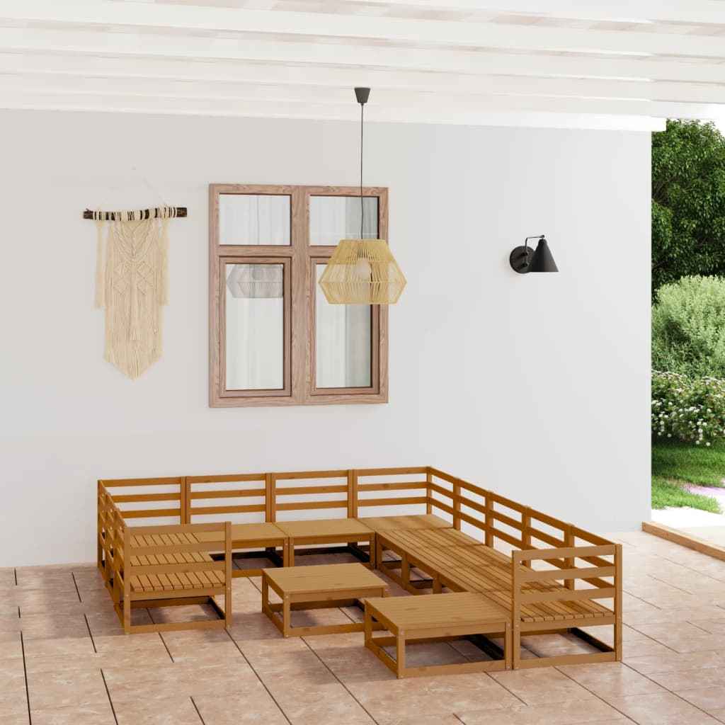 vidaXL 12 pcs conjunto lounge de jardim pinho maciço