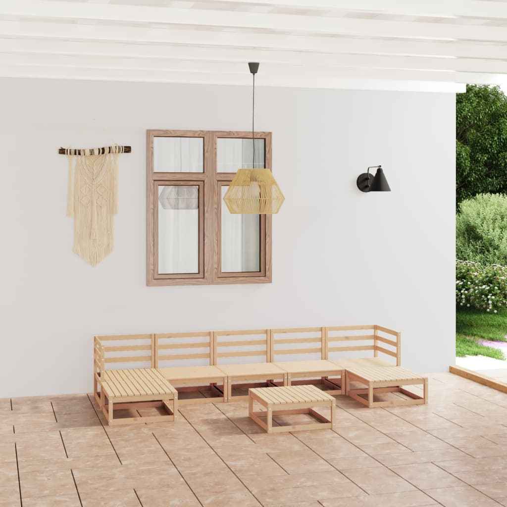 vidaXL 8 pcs conjunto lounge de jardim pinho maciço