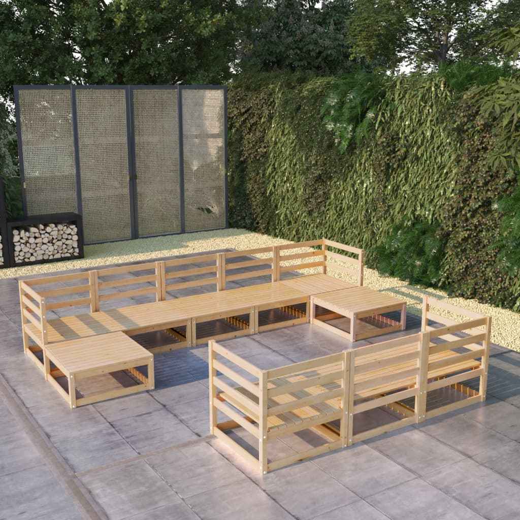 vidaXL 10 pcs conjunto lounge de jardim pinho maciço