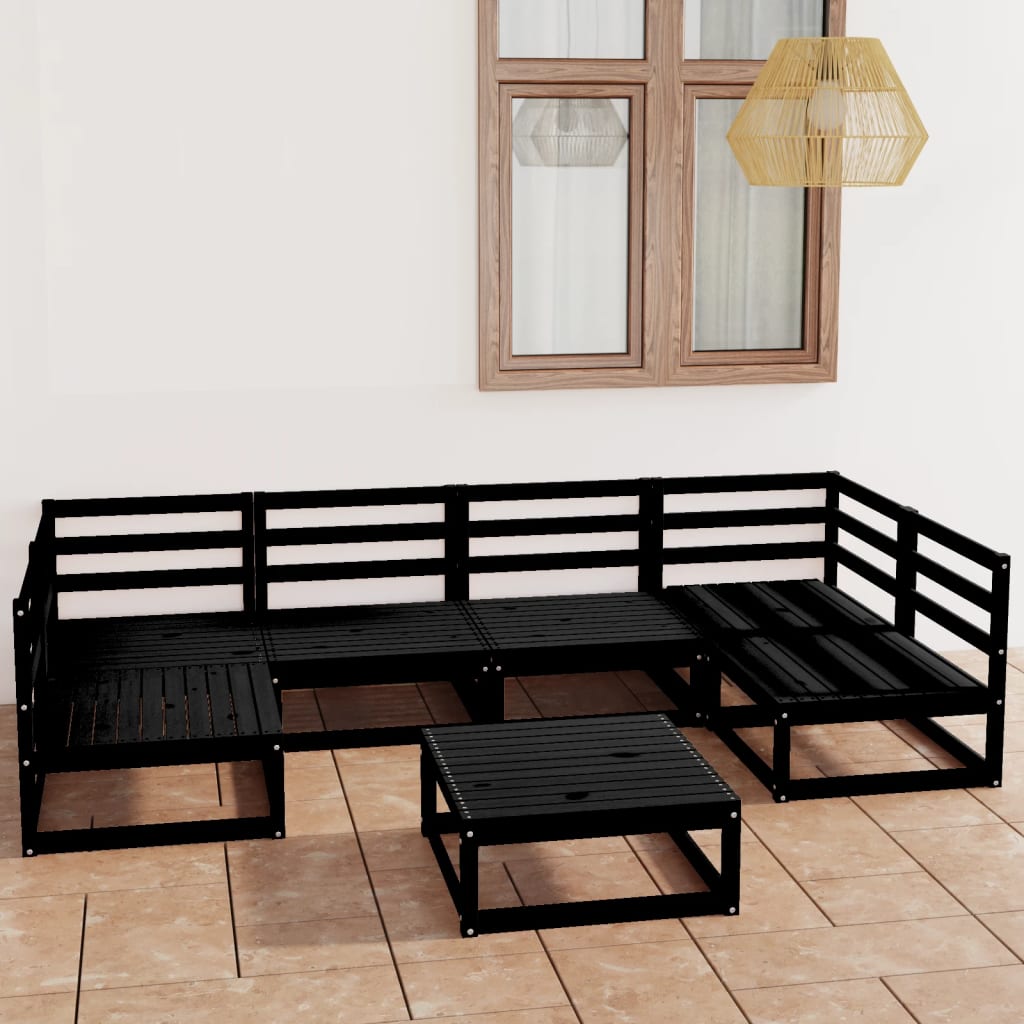 vidaXL 7 pcs conjunto lounge de jardim pinho maciço