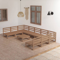 vidaXL 10 pcs conjunto lounge de jardim pinho maciço