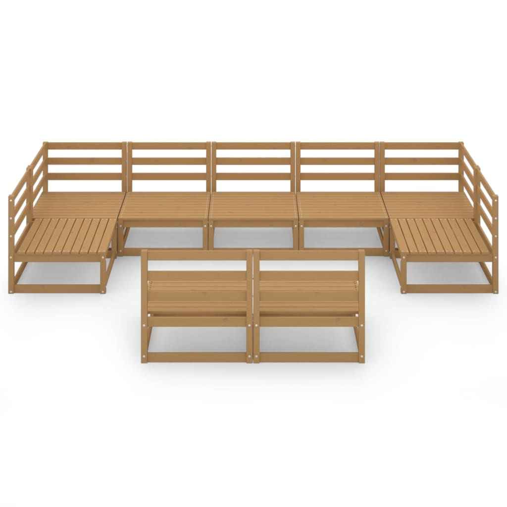 vidaXL 9 pcs conjunto lounge de jardim pinho maciço