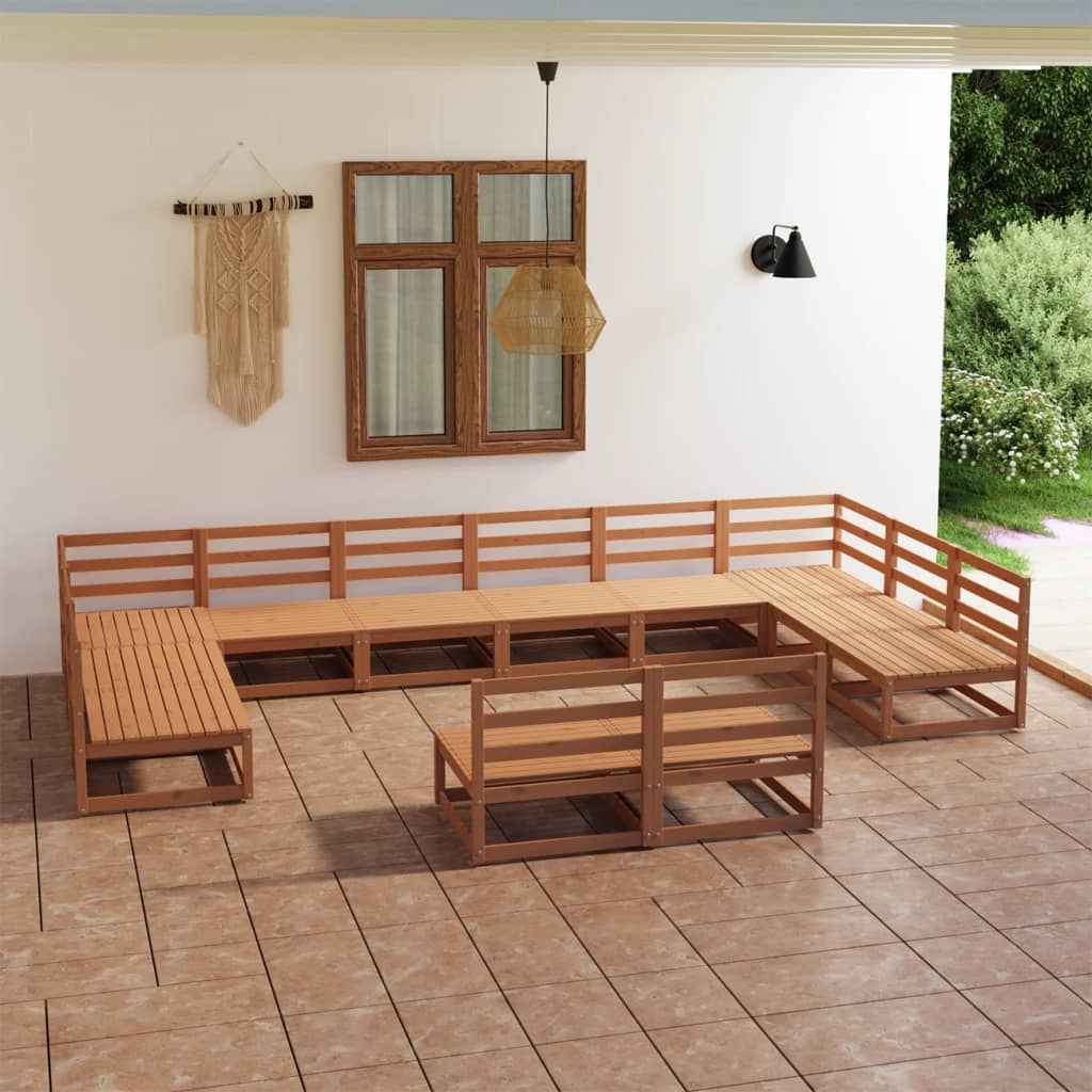 vidaXL 12 pcs conjunto lounge de jardim pinho maciço