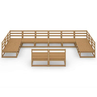 vidaXL 12 pcs conjunto lounge de jardim pinho maciço