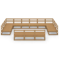 vidaXL 13 pcs conjunto lounge de jardim pinho maciço