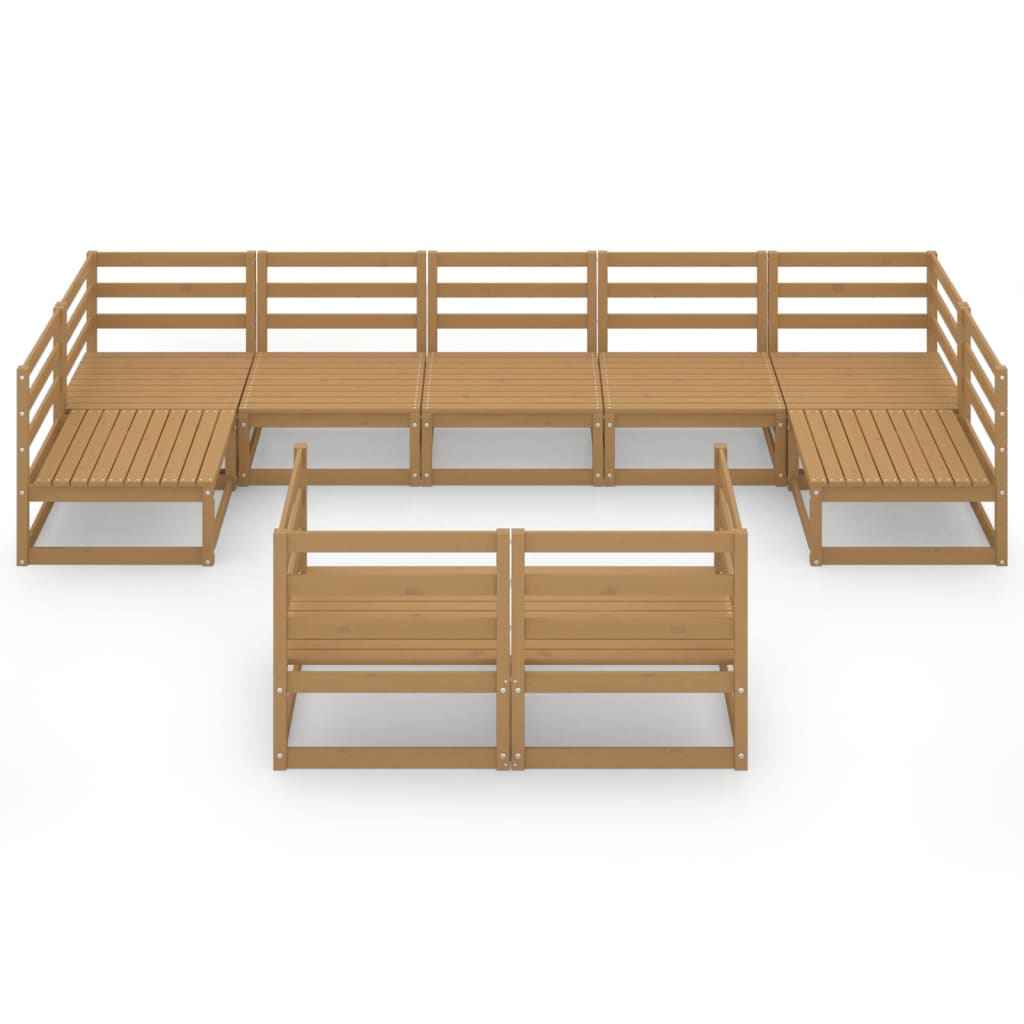 vidaXL 9 pcs conjunto lounge de jardim pinho maciço