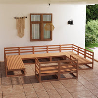 vidaXL 11 pcs conjunto lounge de jardim pinho maciço