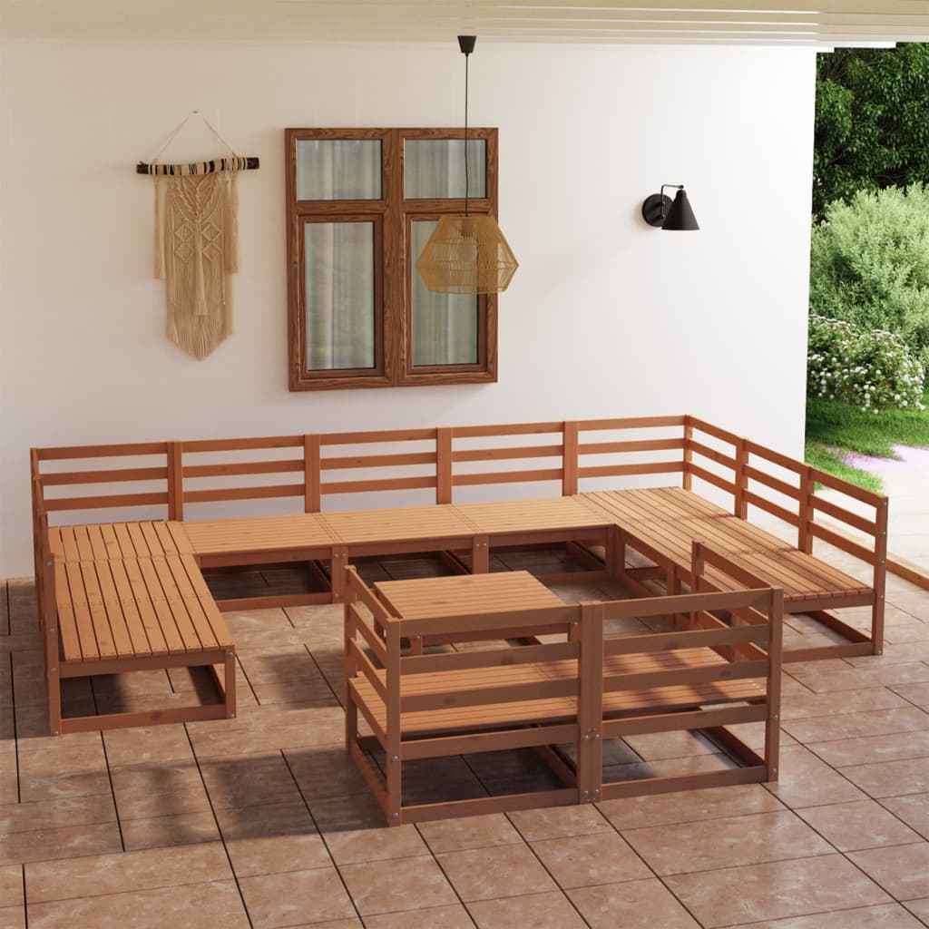 vidaXL 12 pcs conjunto lounge de jardim pinho maciço