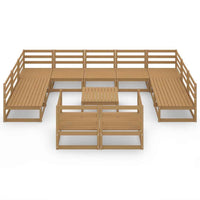 vidaXL 12 pcs conjunto lounge de jardim pinho maciço