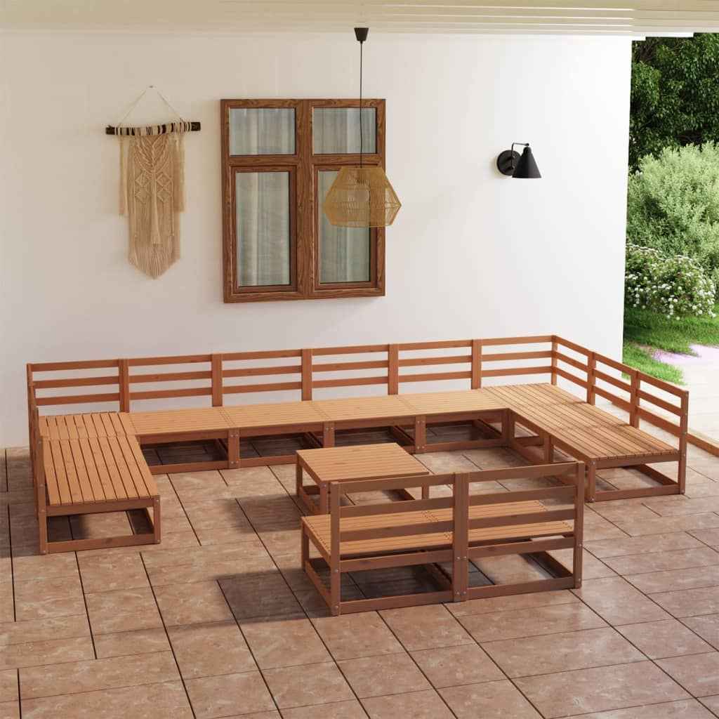 vidaXL 13 pcs conjunto lounge de jardim pinho maciço