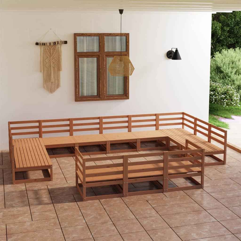 vidaXL 13 pcs conjunto lounge de jardim pinho maciço