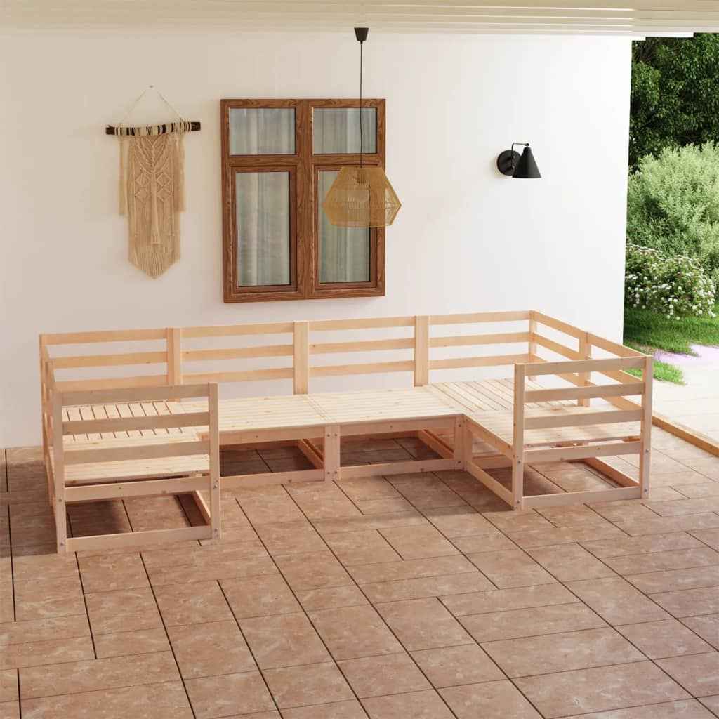 vidaXL 6 pcs conjunto lounge de jardim pinho maciço