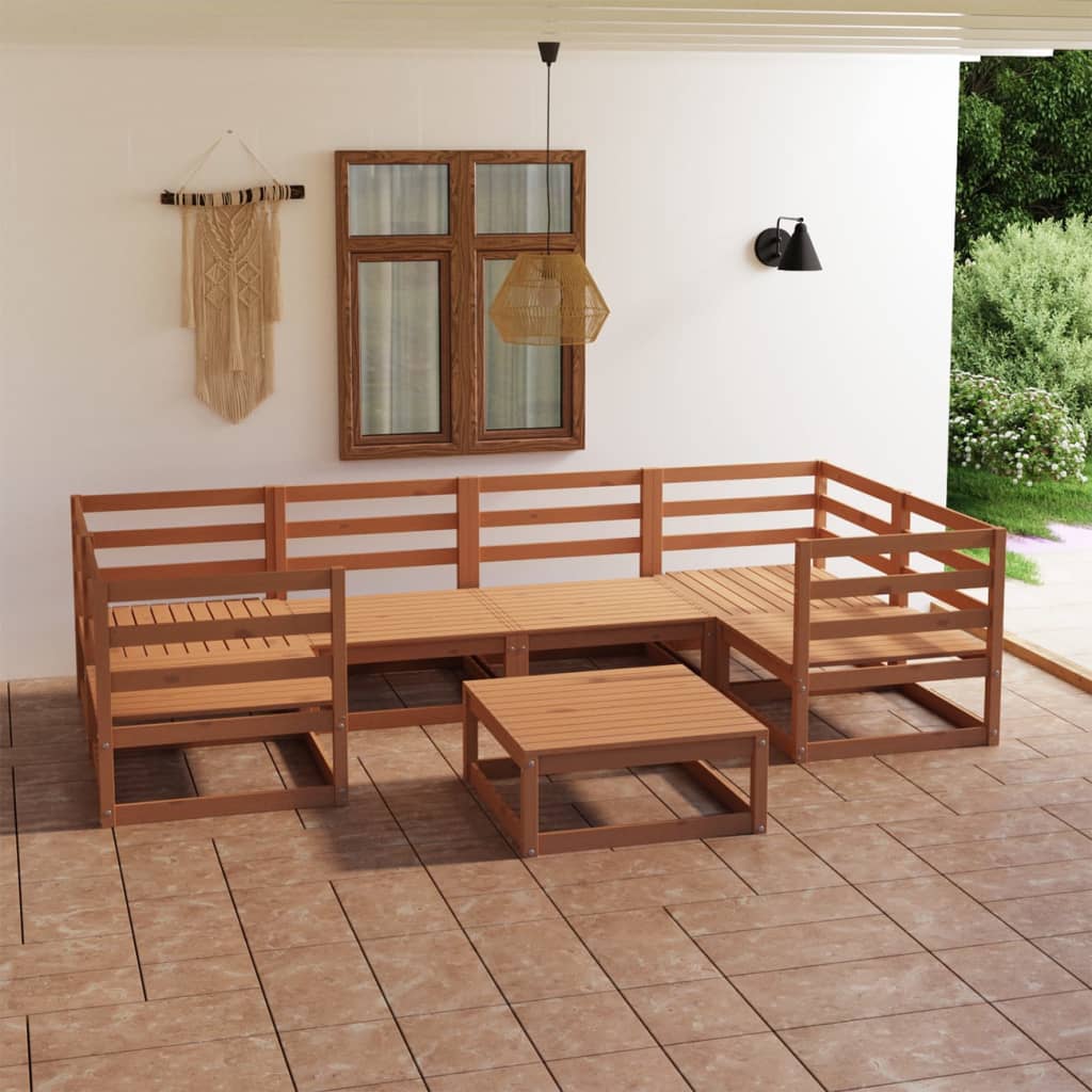 vidaXL 7 pcs conjunto lounge de jardim pinho maciço