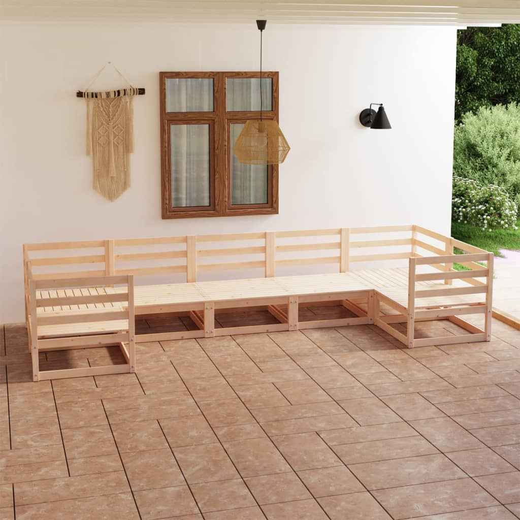 vidaXL 7 pcs conjunto lounge de jardim pinho maciço
