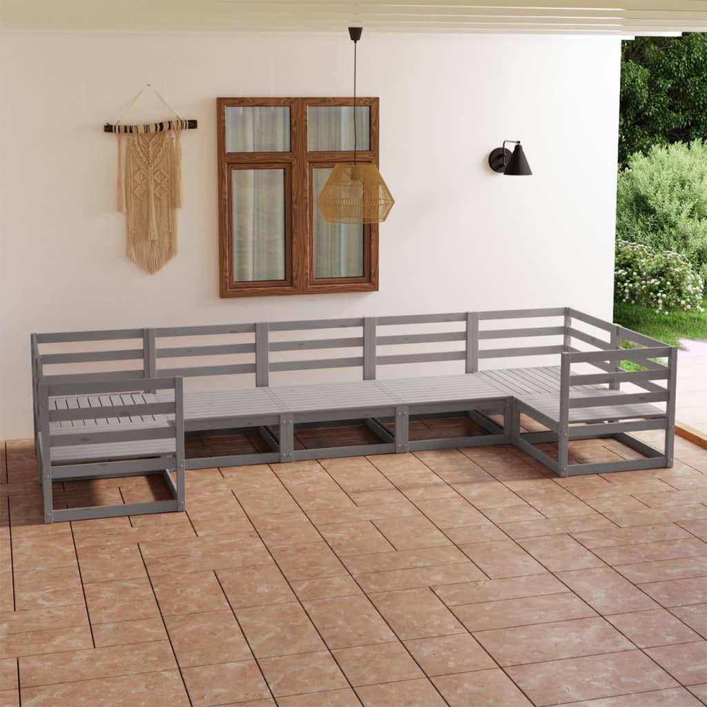vidaXL 7 pcs conjunto lounge de jardim pinho maciço