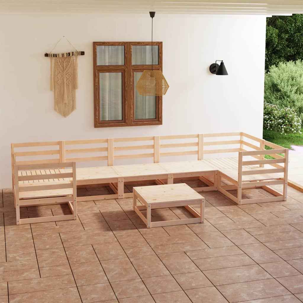 vidaXL 8 pcs conjunto lounge de jardim pinho maciço